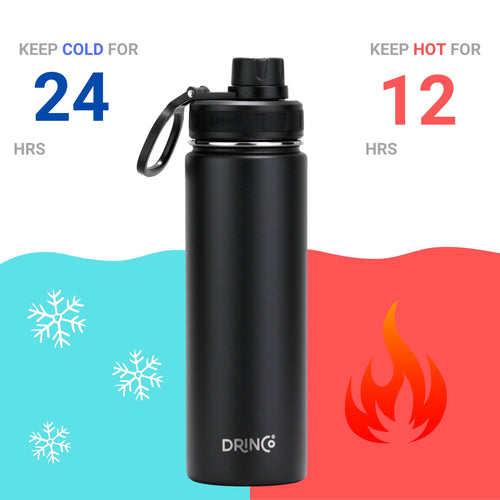DRINCO® 22oz Stainless Steel Insulated Sport Bottle – Black