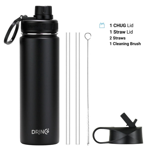 DRINCO® 22oz Stainless Steel Insulated Sport Bottle – Black