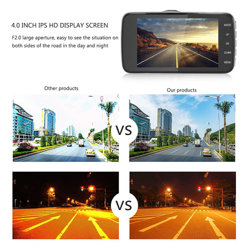 4″ Dual‑Lens 1080P Dash Cam – Full HD Car DVR with Night Vision & G‑Sensor
