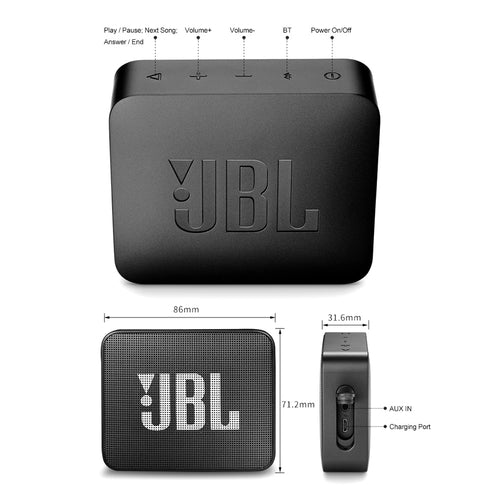 JBL GO 2 Portable Bluetooth Speaker – IPX7 Waterproof, Built‑In Mic